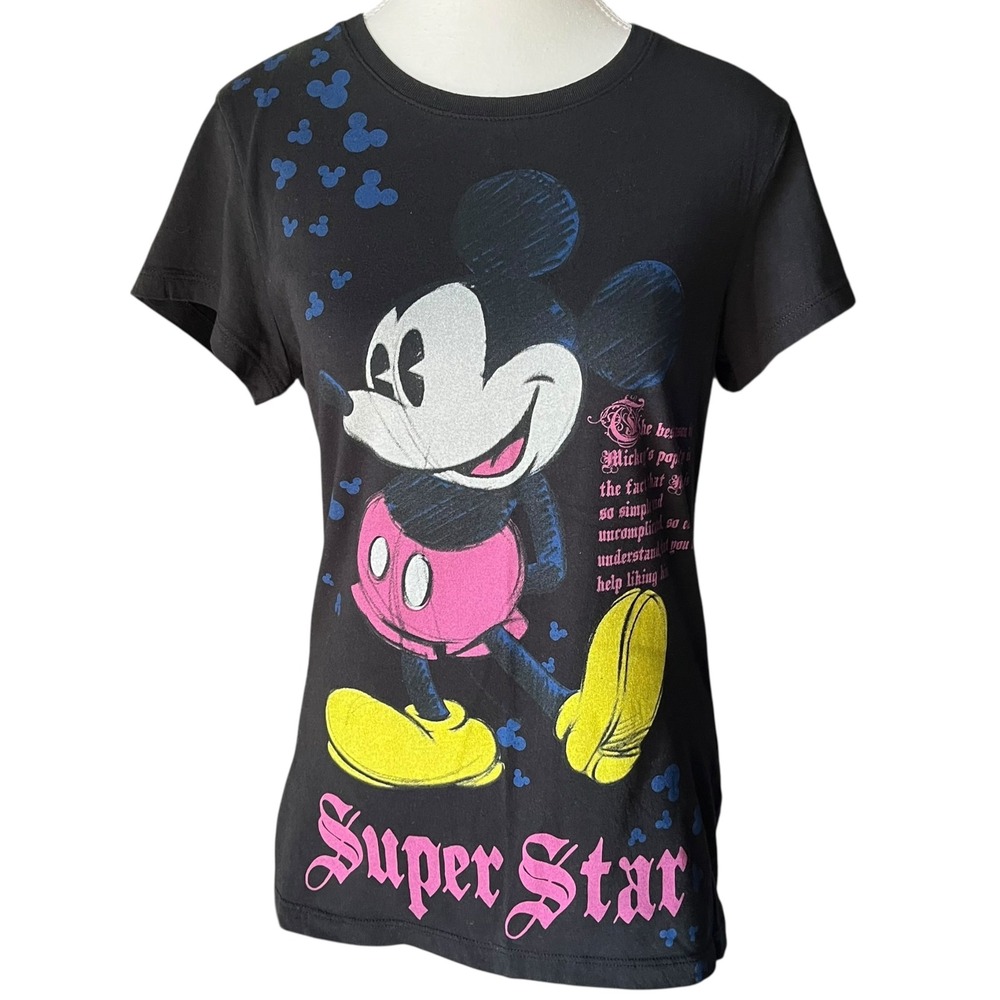 Walt Disney World Mickey Mouse Black T-Shirt Super Star Disneyland XL